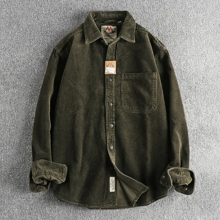 Vintage Fashion Men's Cotton Cordoroy Washed Long Sleeve Turn-down Collar Pocket Casual Trendy Shirts Male Streetwear Clothes
Vintage Fashion Men's Cotton Cordoroy Washed Long Sleeve Turn-down Collar Pocket Casual Trendy Shirts Male Streetwear Clothes