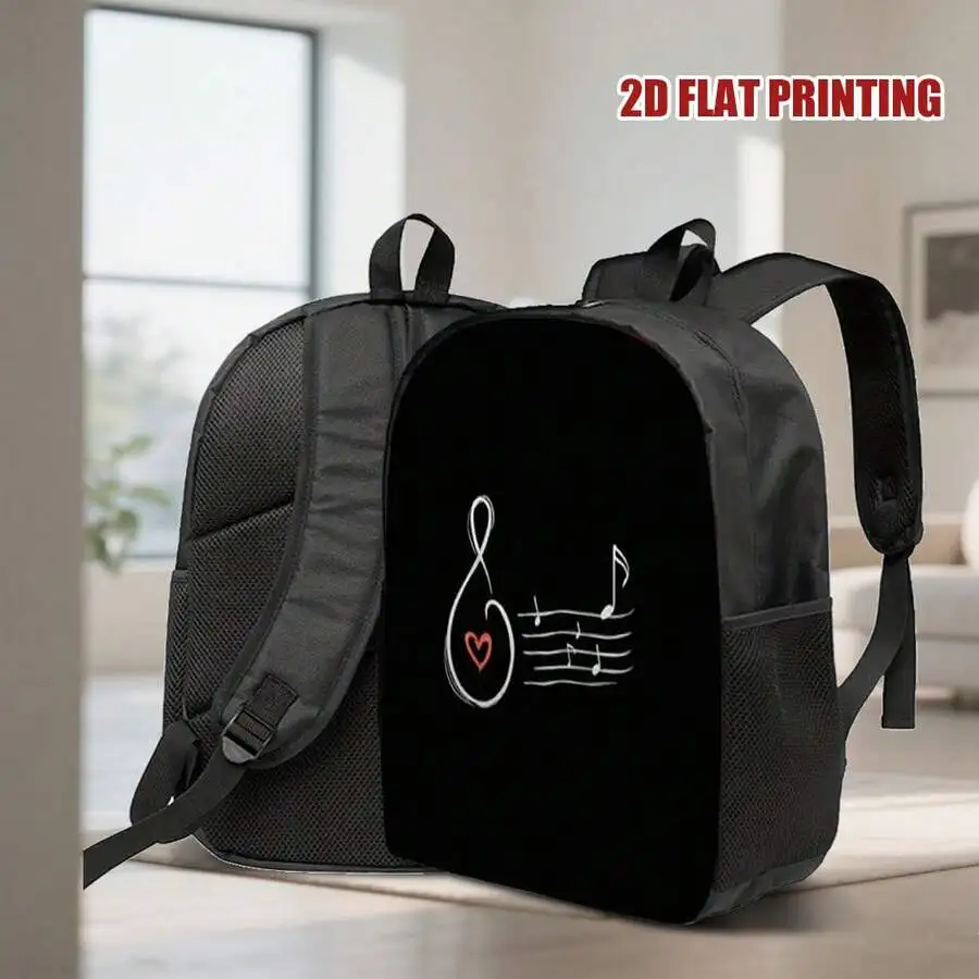 Large Capacity Music Note Heart 2D Flat Print Backpack For Adults, Nylon Material, Zipper Closure, Comfortable Double Strap
Large Capacity Music Note Heart 2D Flat Print Backpack For Adults, Nylon Material, Zipper Closure, Comfortable Double Strap
