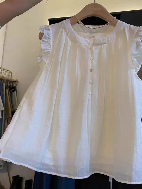 White Sleeveless Vest Women's Outerwear 2026 New Unique Cap Sleeve Top Small Shirt French Style Straight Cut Daily Wear
White Sleeveless Vest Women's Outerwear 2026 New Unique Cap Sleeve Top Small Shirt French Style Straight Cut Daily Wear