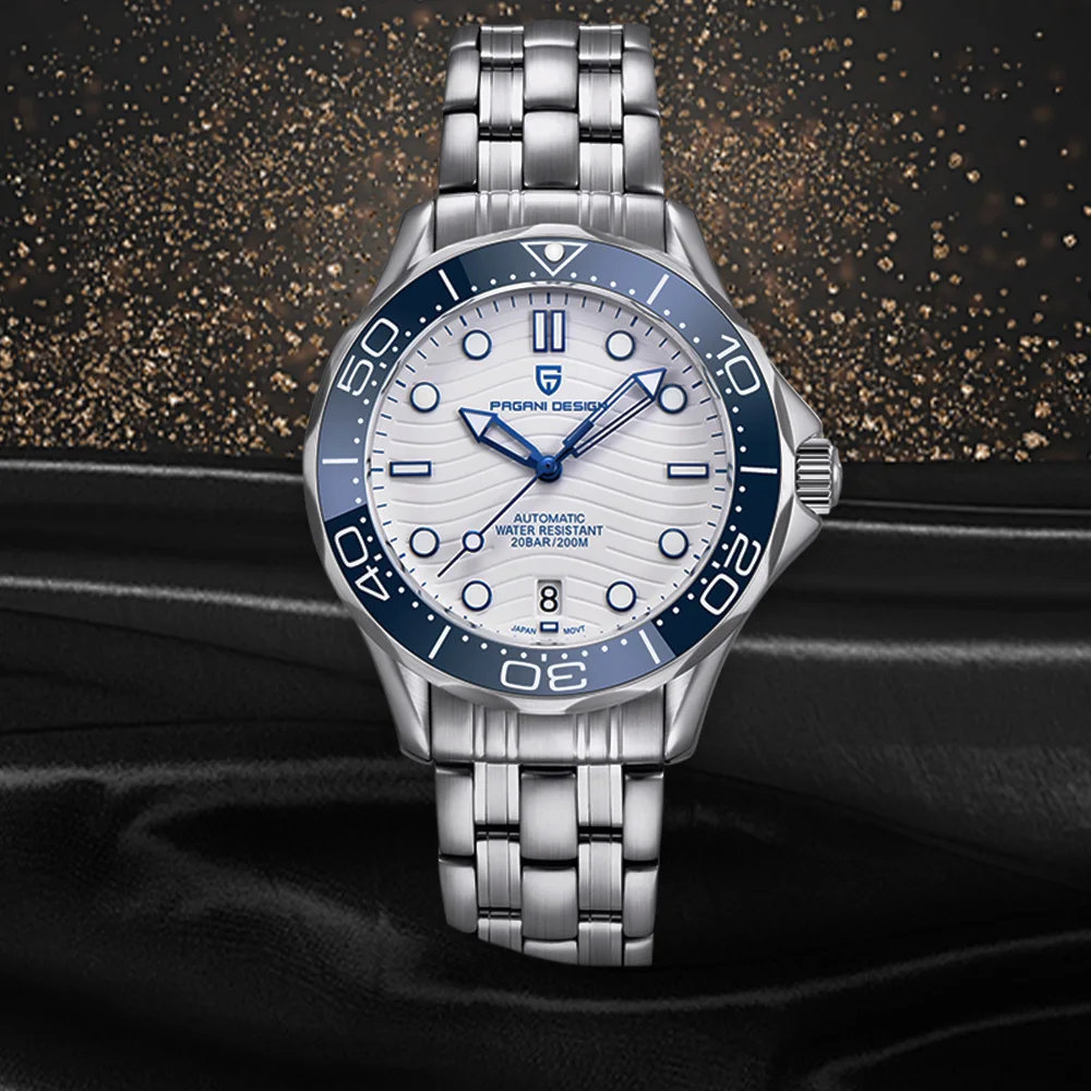 Новинка 2023 года, деловые мужские автоматические механические часы Pagani, NH35, 200 м, мужские часы для дайвинга, роскошные мужские часы с сапфировым зеркалом
Новинка 2023 года, деловые мужские автоматические механические часы Pagani, NH35, 200 м, мужские часы для дайвинга, роскошные мужские часы с сапфировым зеркалом