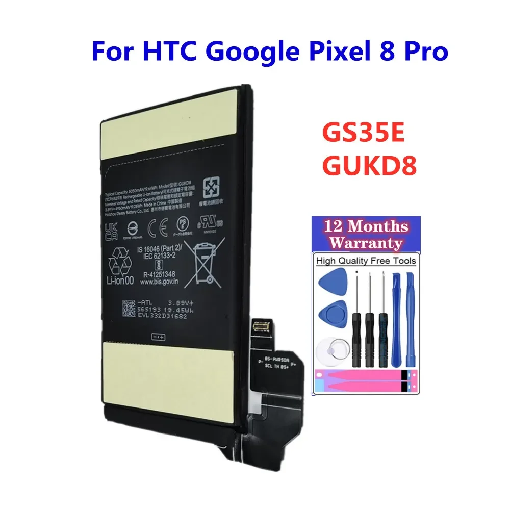 GUKD8 GS35E 100% оригинальный аккумулятор для HTC Pixel 8 Pro для Google Pixel 8 Pro, аккумуляторы для телефона + бесплатные инструменты
GUKD8 GS35E 100% оригинальный аккумулятор для HTC Pixel 8 Pro для Google Pixel 8 Pro, аккумуляторы для телефона + бесплатные инструменты