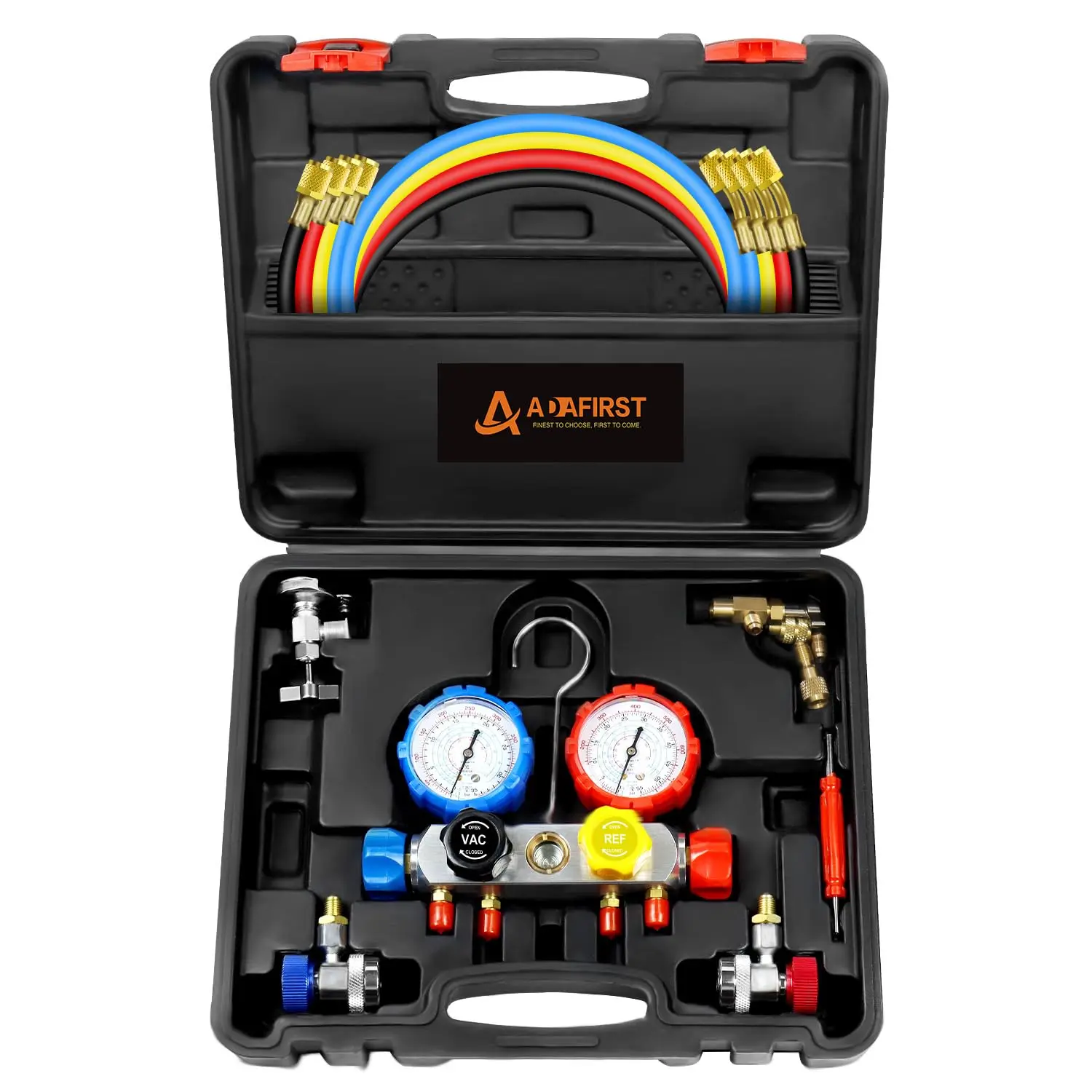 Набор манометров переменного тока для зарядки HVAC R134a R404a R410a, со шлангами и адаптером, для автоматической и бытовой диагностики переменного тока
Набор манометров переменного тока для зарядки HVAC R134a R404a R410a, со шлангами и адаптером, для автоматической и бытовой диагностики переменного тока