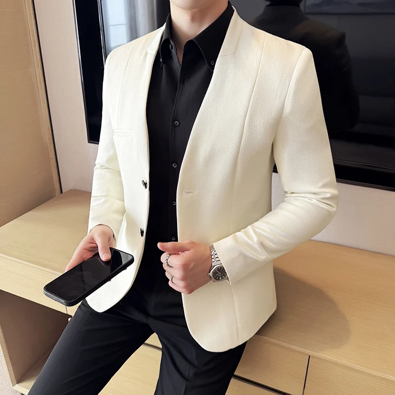 Блейзер Masculino, высококачественная корейская роскошная одежда, пиджаки с v-образным вырезом, мужские простые универсальные облегающие деловые повседневные костюмы, пальто для мужчин
Блейзер Masculino, высококачественная корейская роскошная одежда, пиджаки с v-образным вырезом, мужские простые универсальные облегающие деловые повседневные костюмы, пальто для мужчин