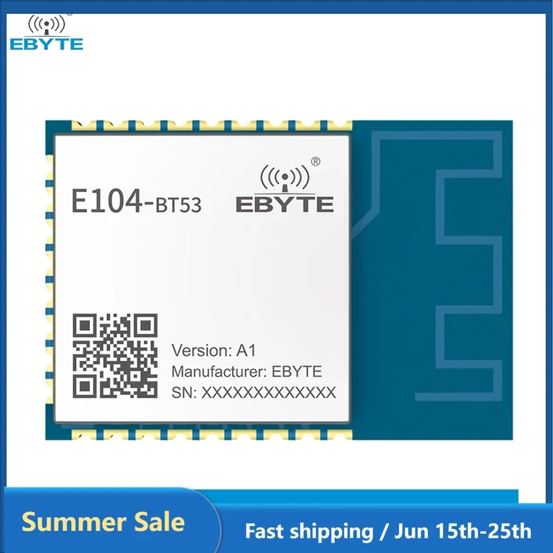 Bluetooth Ble5.2 Module EFR32BG22 Industrial-Grade 2.4GHz GFSK Wireless Transceiver Receiver EBYTE E104-BT53A1 SMD PCB Antenna
Bluetooth Ble5.2 Module EFR32BG22 Industrial-Grade 2.4GHz GFSK Wireless Transceiver Receiver EBYTE E104-BT53A1 SMD PCB Antenna