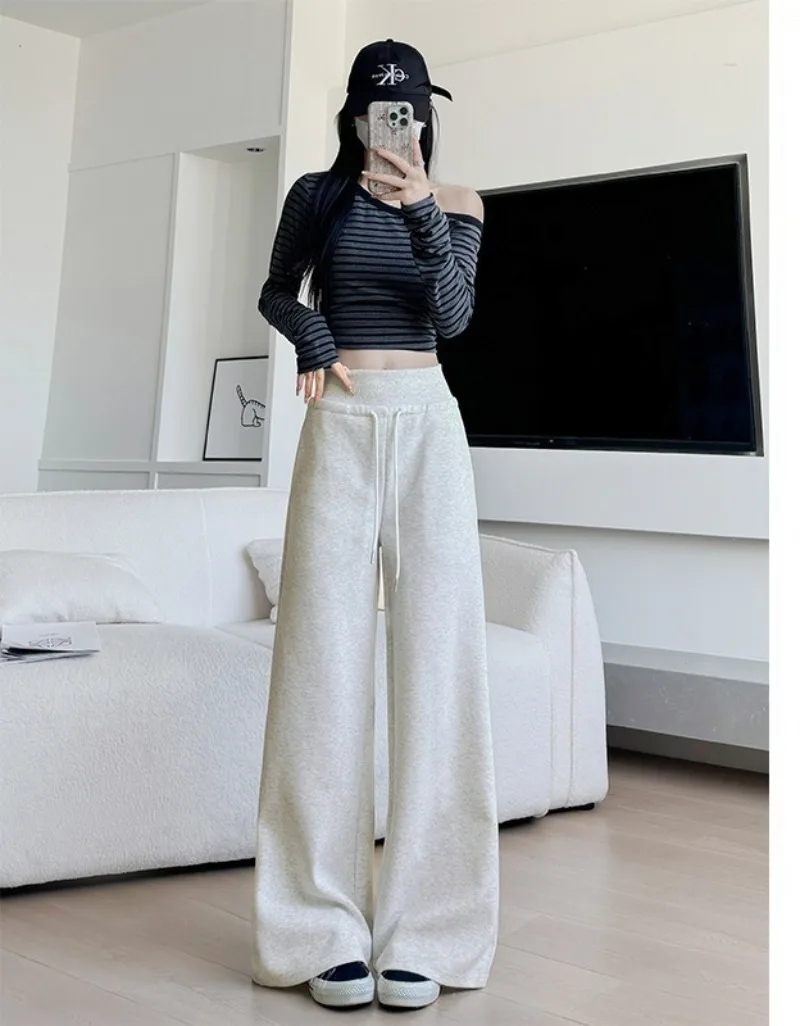 Grey Wide Leg Pants for Women Spring New Style Pants Women's High Waisted Casual Sweatpants American Lazy Style Sports Pants
Grey Wide Leg Pants for Women Spring New Style Pants Women's High Waisted Casual Sweatpants American Lazy Style Sports Pants
