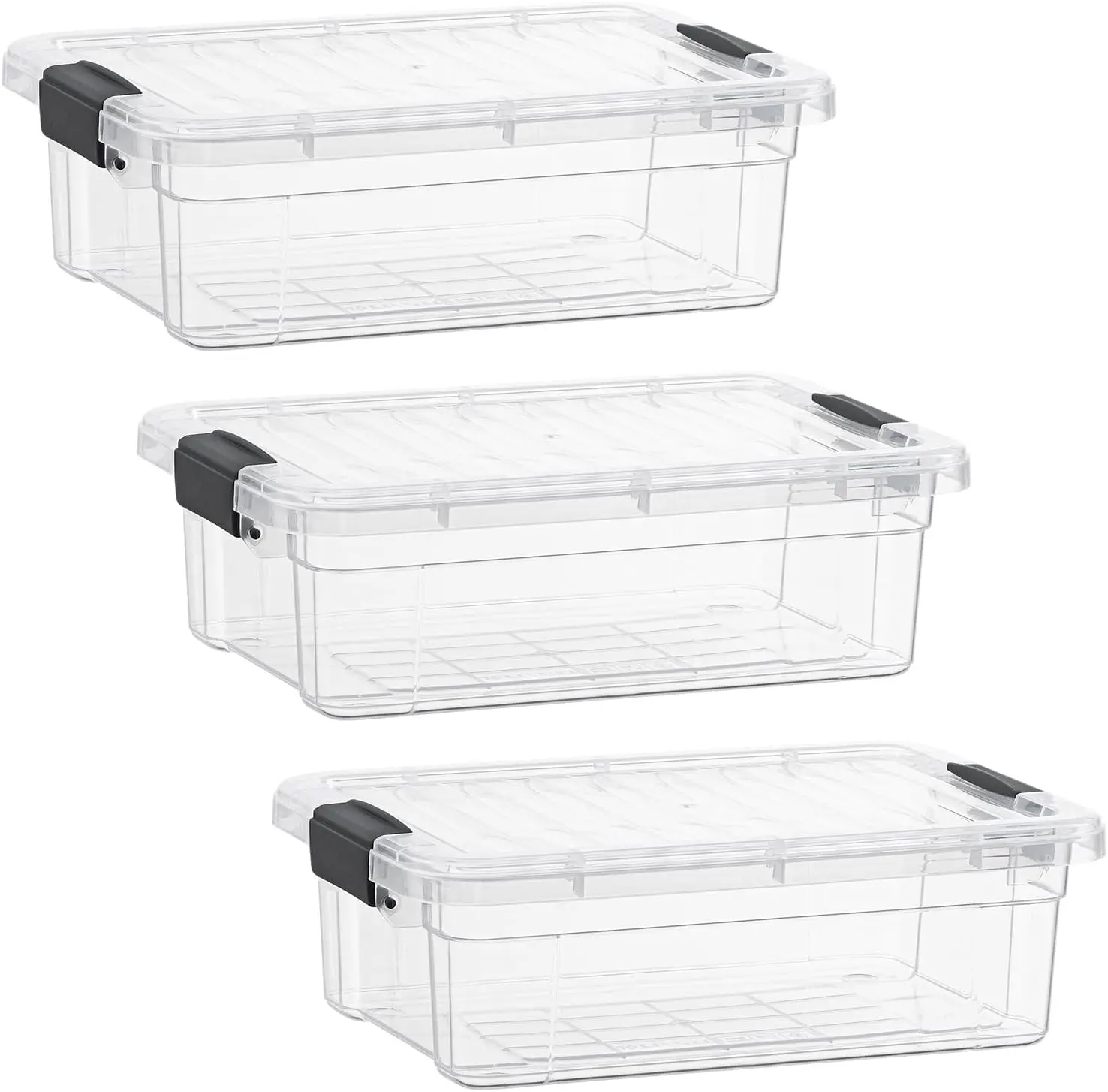 Storage Bins with Lids- 3 Pack, 4.5 Qt Clear Boxes for Organizing, Stackable Plastic Containers- BPA
Storage Bins with Lids- 3 Pack, 4.5 Qt Clear Boxes for Organizing, Stackable Plastic Containers- BPA