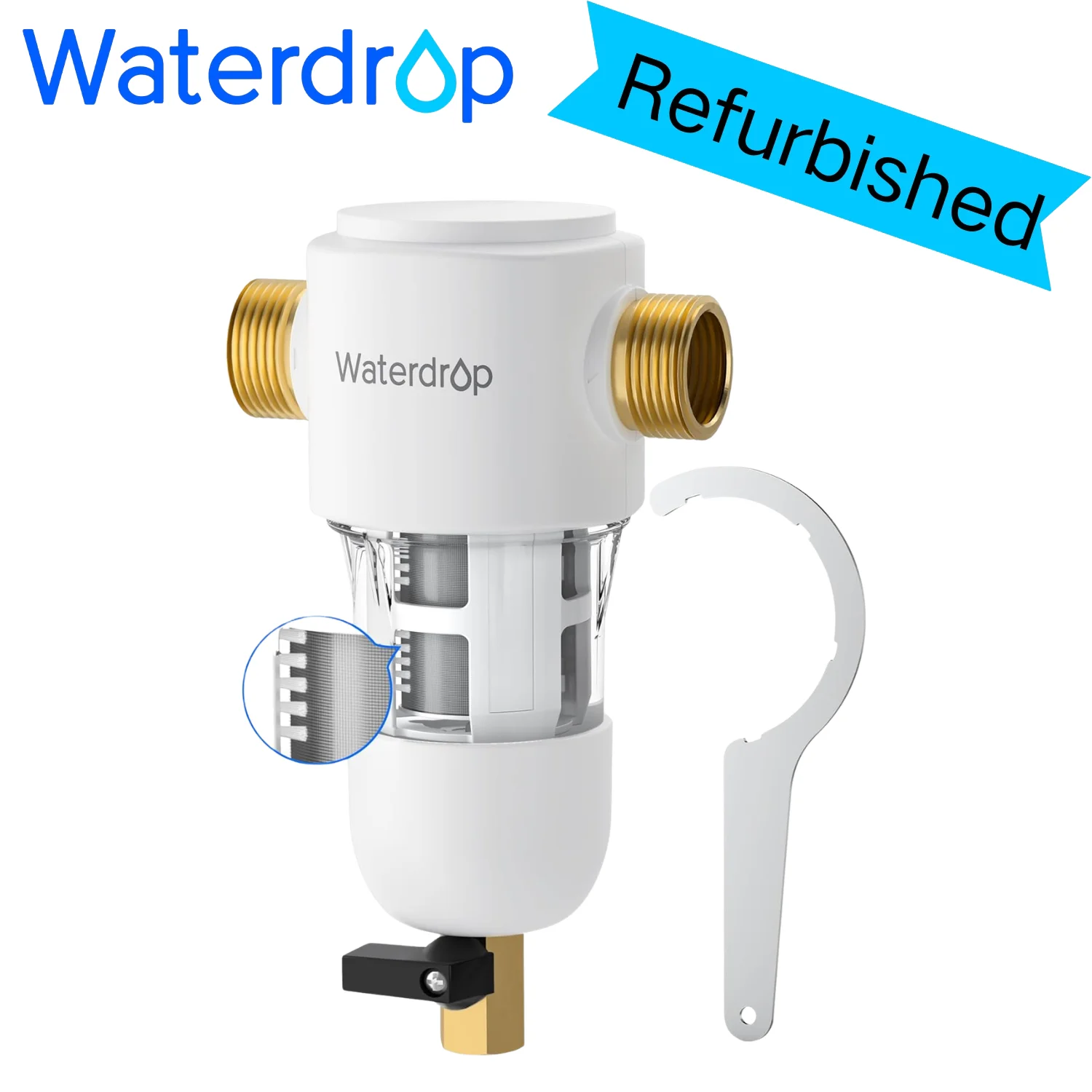 Waterdrop Spin Down Sediment Filter, Reusable Whole House Water Filter System, 50 Micron, WD-PF01(Refurbished)
Waterdrop Spin Down Sediment Filter, Reusable Whole House Water Filter System, 50 Micron, WD-PF01(Refurbished)