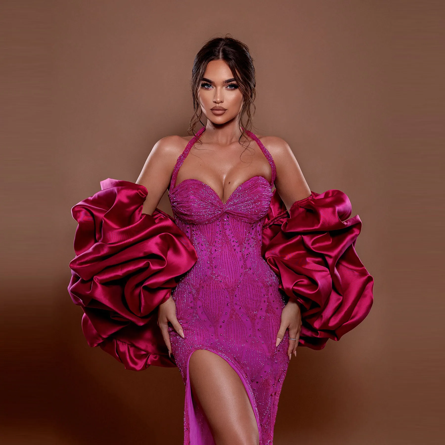 2025 New Arrival Trending Oversized Bubble‑Sleeve Satin Coat Deep Rose‑Red Elegant Evening Robe Party Gala Formal Luxury Cape
2025 New Arrival Trending Oversized Bubble‑Sleeve Satin Coat Deep Rose‑Red Elegant Evening Robe Party Gala Formal Luxury Cape