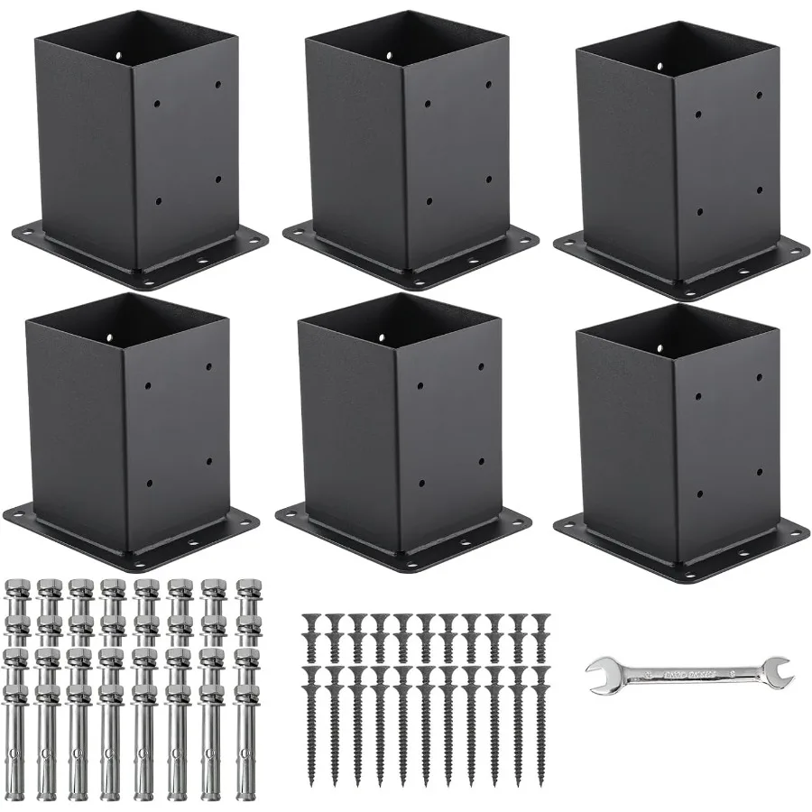 4x4 Post Base 6 Sets Post Anchor Inner Size 3.6"x3.6" Black Metal Powder-Coated Deck Post Base Support for Outdoor Fence Mailbo
4x4 Post Base 6 Sets Post Anchor Inner Size 3.6"x3.6" Black Metal Powder-Coated Deck Post Base Support for Outdoor Fence Mailbo
