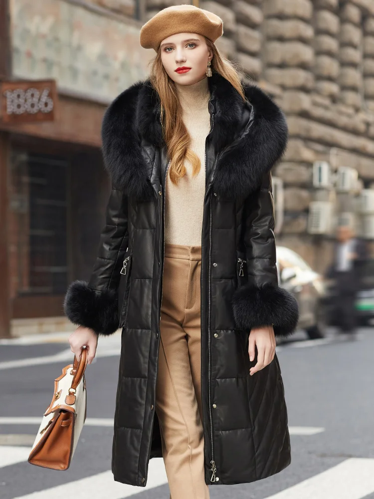 Leather Goose Genuine Down Coat Women's Mid length Fur Grass Hooded Sheepskin Down Coat Winter
Leather Goose Genuine Down Coat Women's Mid length Fur Grass Hooded Sheepskin Down Coat Winter