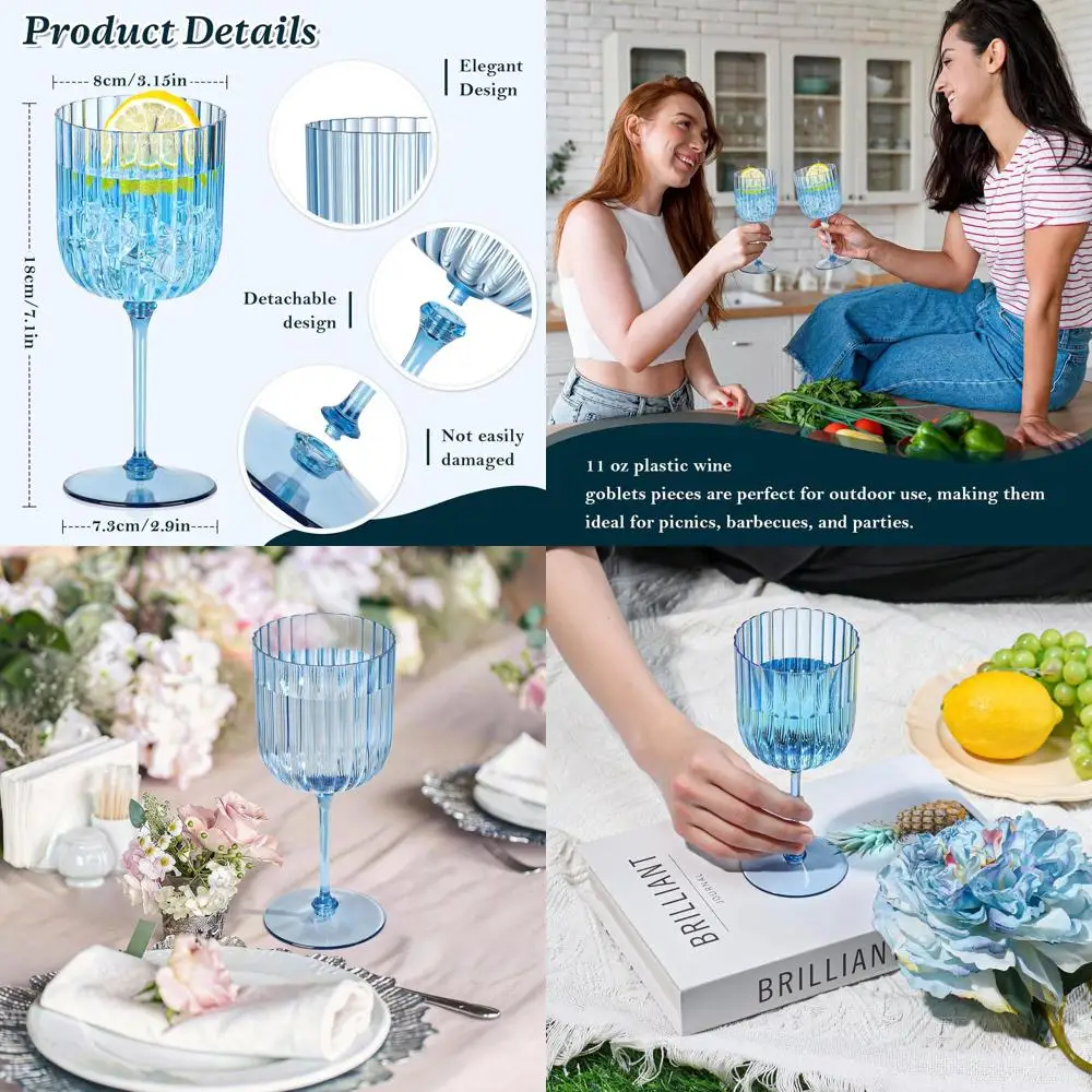Пластиковые бокалы для вина 11 унций с ребристой поверхностью - синие, разборные, небьющиеся, для вечеринок и мероприятий на открытом воздухе
Пластиковые бокалы для вина 11 унций с ребристой поверхностью - синие, разборные, небьющиеся, для вечеринок и мероприятий на открытом воздухе