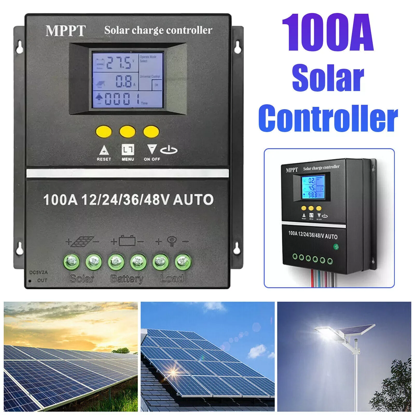 1/2 PCS Solar Charge Controller LCD Dual USB Output 12V 24V 36V 48V Battery PV Regulator Charger Lead Aacid Lithium Battery
1/2 PCS Solar Charge Controller LCD Dual USB Output 12V 24V 36V 48V Battery PV Regulator Charger Lead Aacid Lithium Battery