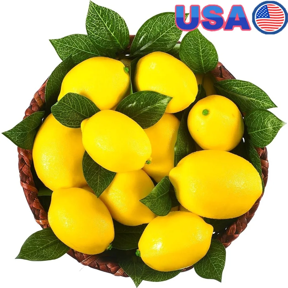 48-Pack Faux Lemons with Leaves Artificial Fruit Decorative Props Centerpiece Home Kitchen Party Photography and Arrangements
48-Pack Faux Lemons with Leaves Artificial Fruit Decorative Props Centerpiece Home Kitchen Party Photography and Arrangements