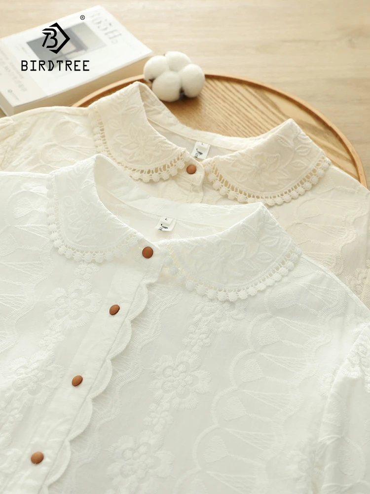 New 2026 Spring Women Cotton Long Sleeve Shirt, Peter Pan Collar Embroidery, Mori Girl Sweet Temperament Loose Blouse T63725CC
New 2026 Spring Women Cotton Long Sleeve Shirt, Peter Pan Collar Embroidery, Mori Girl Sweet Temperament Loose Blouse T63725CC