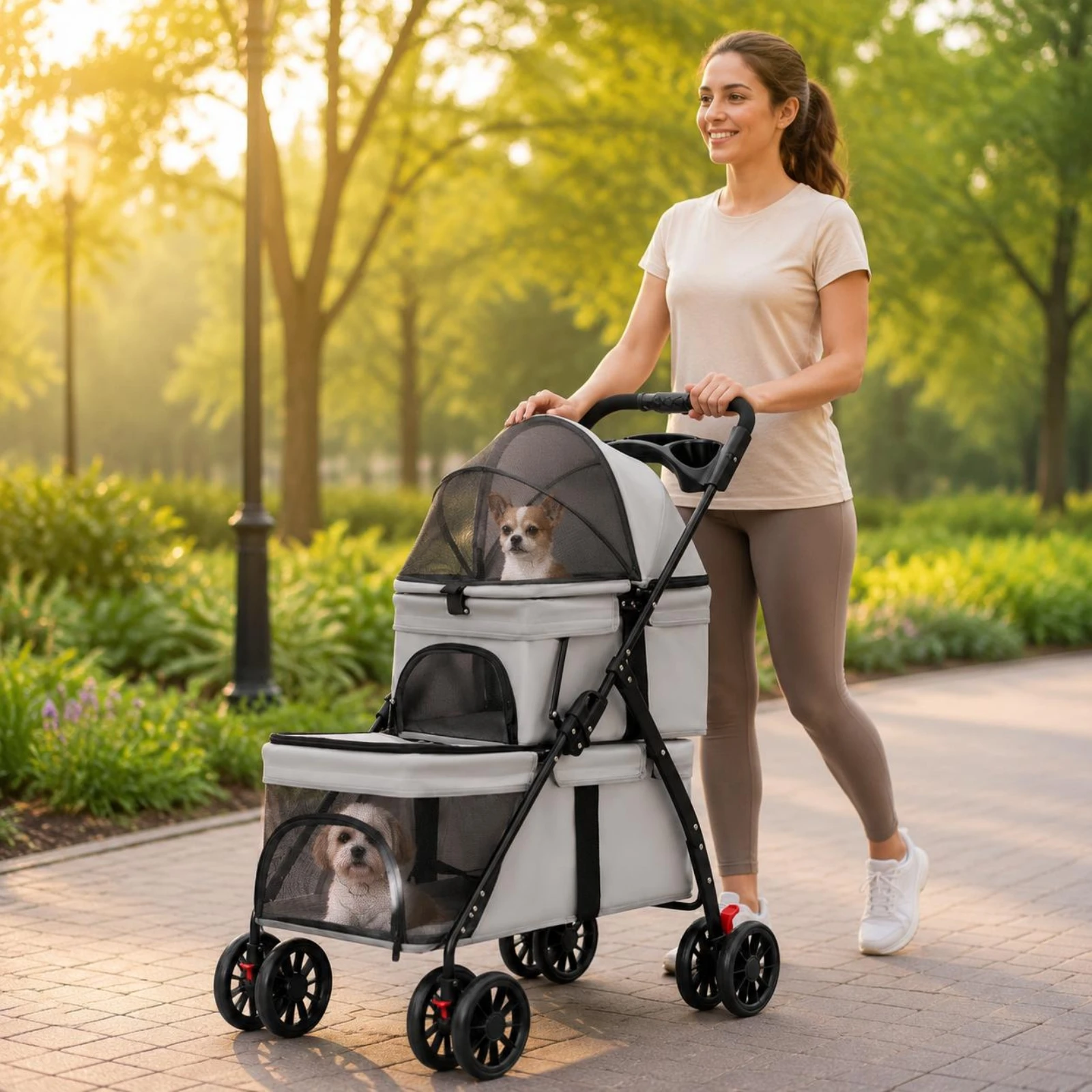 Double-Deck Pet Stroller Lightweight Small Dog Feline Stroller Pet Transport Lockable Wheels Removable Liner for Outdoor
Double-Deck Pet Stroller Lightweight Small Dog Feline Stroller Pet Transport Lockable Wheels Removable Liner for Outdoor