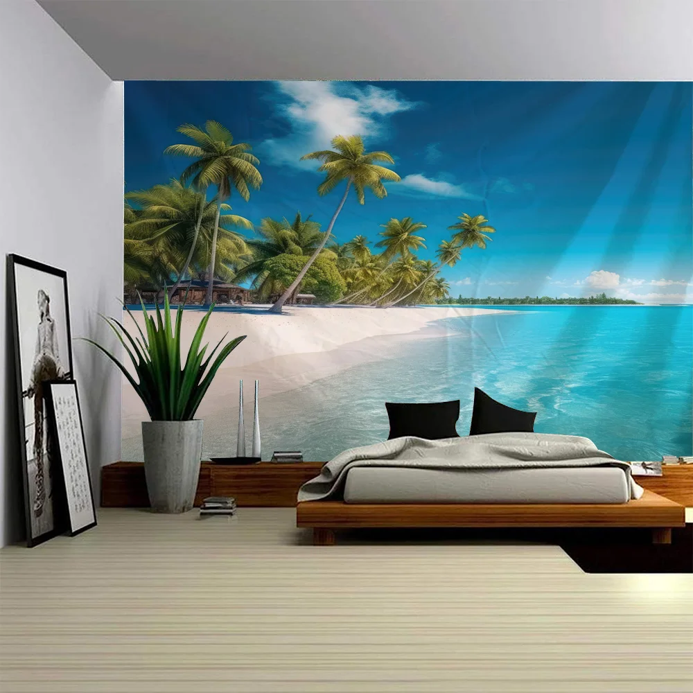 Beautiful Beach Tapestry Wall Hanging Cloth Blue Sky Coconut Tree Landscape Living Room Background Decoration Home Bedsheets
Beautiful Beach Tapestry Wall Hanging Cloth Blue Sky Coconut Tree Landscape Living Room Background Decoration Home Bedsheets
