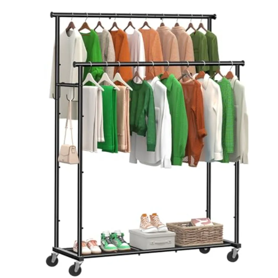 s Clothes Rack with Wheels Load 400 LBS, 45 Inch Rolling Clothing Rack for Hanging Clothes, Heavy Duty Garment Rack with Shelve
s Clothes Rack with Wheels Load 400 LBS, 45 Inch Rolling Clothing Rack for Hanging Clothes, Heavy Duty Garment Rack with Shelve