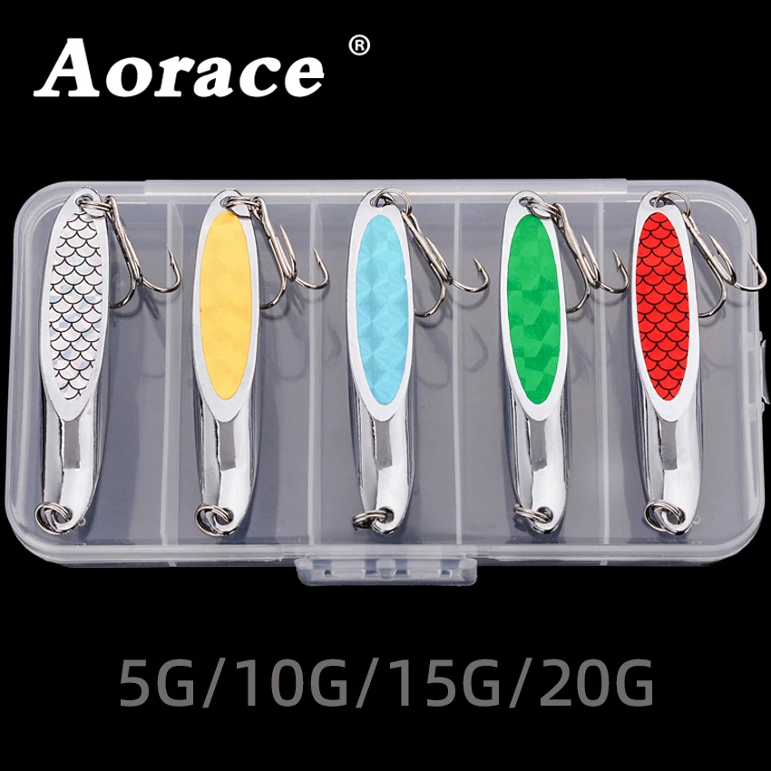 Aorace 5/7/10/15/20g Metal Spinner Spoon Fishing Lure Hard Baits Sequins Noise Paillette with Treble Hook Fishing Tackle
Aorace 5/7/10/15/20g Metal Spinner Spoon Fishing Lure Hard Baits Sequins Noise Paillette with Treble Hook Fishing Tackle