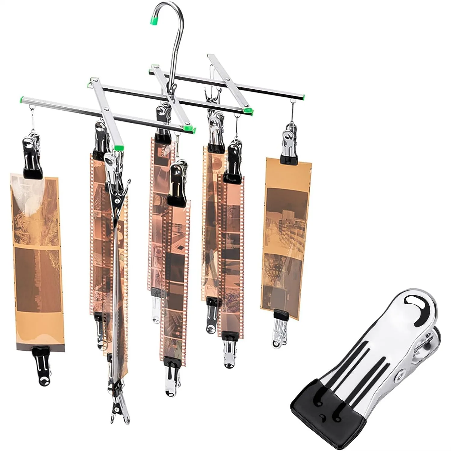 35mm 120 Film Drying Hanging Rack with 10 Soft Clips, Stainless Steel Windproof Frame Foldable for 135 4x5 Negatives
35mm 120 Film Drying Hanging Rack with 10 Soft Clips, Stainless Steel Windproof Frame Foldable for 135 4x5 Negatives