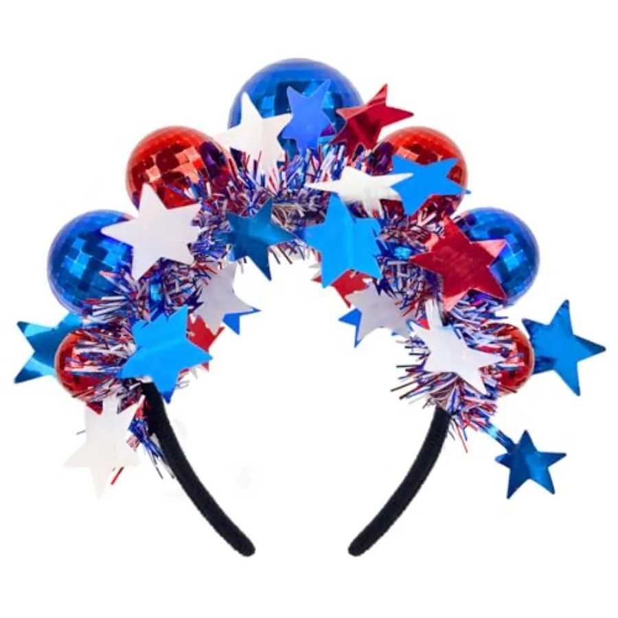 4th of July Headband, Red White and Blue Disco Ball Headband, USA Sparkling Headwear for Independence Day, USA Theme Parties Fe
4th of July Headband, Red White and Blue Disco Ball Headband, USA Sparkling Headwear for Independence Day, USA Theme Parties Fe