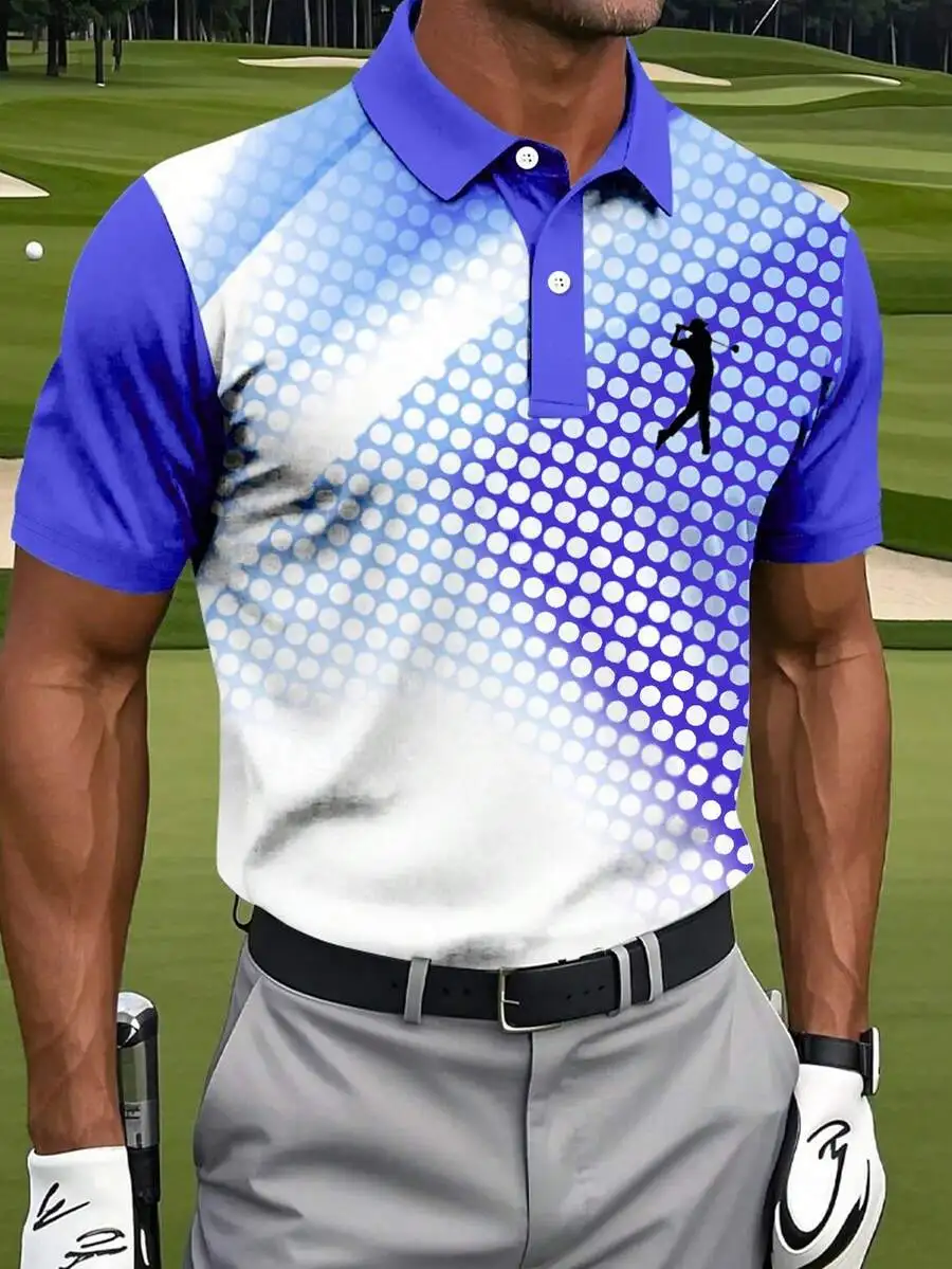 Men's Gradient Polka Dot Golf Polo Shirt, Short Sleeve, Casual Summer Wear
Men's Gradient Polka Dot Golf Polo Shirt, Short Sleeve, Casual Summer Wear