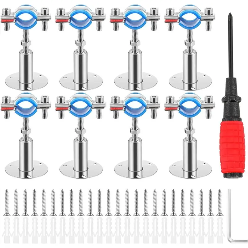 BYBS-Pipe Supports Bracket 8 Pcs 304 Stainless Steel Wall Mount Ceiling Mount For OD 3/4"(25-27Mm), Adjustable Height 50-100Mm
BYBS-Pipe Supports Bracket 8 Pcs 304 Stainless Steel Wall Mount Ceiling Mount For OD 3/4"(25-27Mm), Adjustable Height 50-100Mm