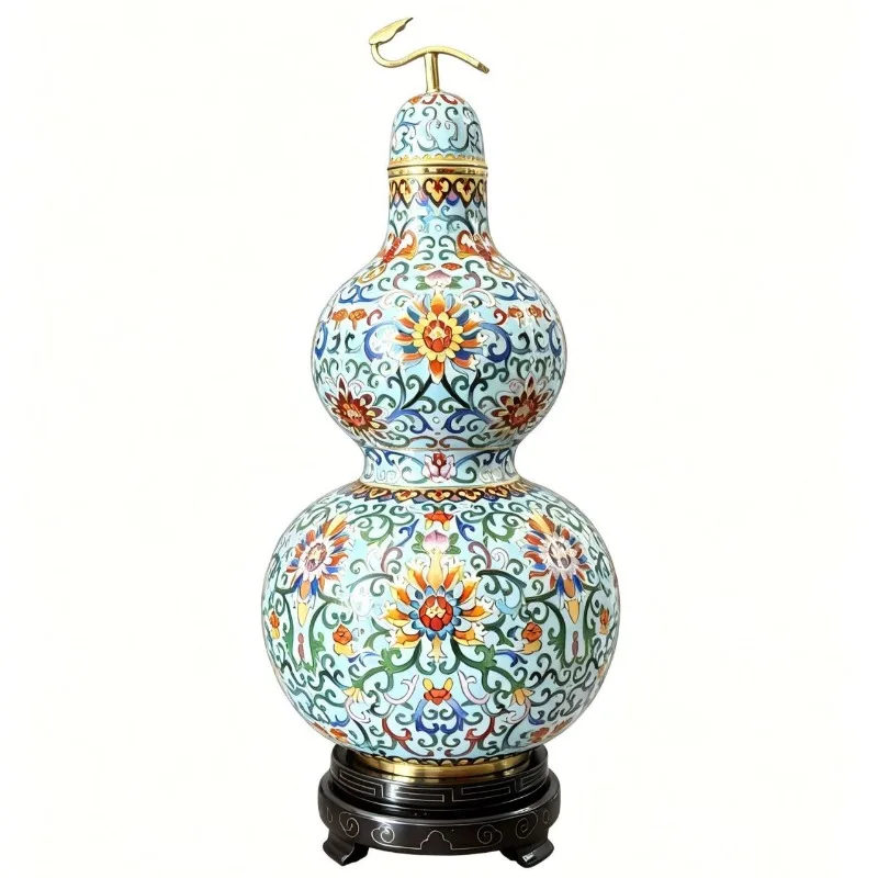 15-Inch Ruyi gourd bottle, copper tire filigree enamel foyer, living room furnishings
15-Inch Ruyi gourd bottle, copper tire filigree enamel foyer, living room furnishings
