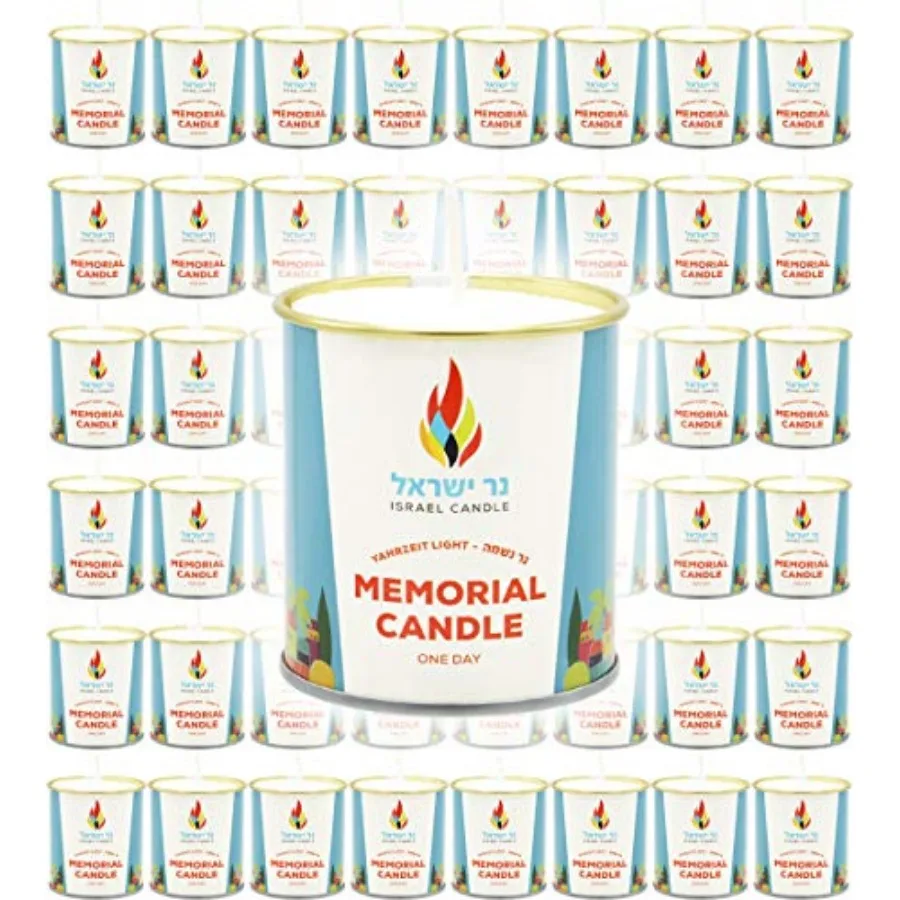1 Day Yahrzeit Candle - 48 Pack - 24 Hour Yahrtzeit Memorial and Yom Kippur Candle in Tin Cup Holder
1 Day Yahrzeit Candle - 48 Pack - 24 Hour Yahrtzeit Memorial and Yom Kippur Candle in Tin Cup Holder