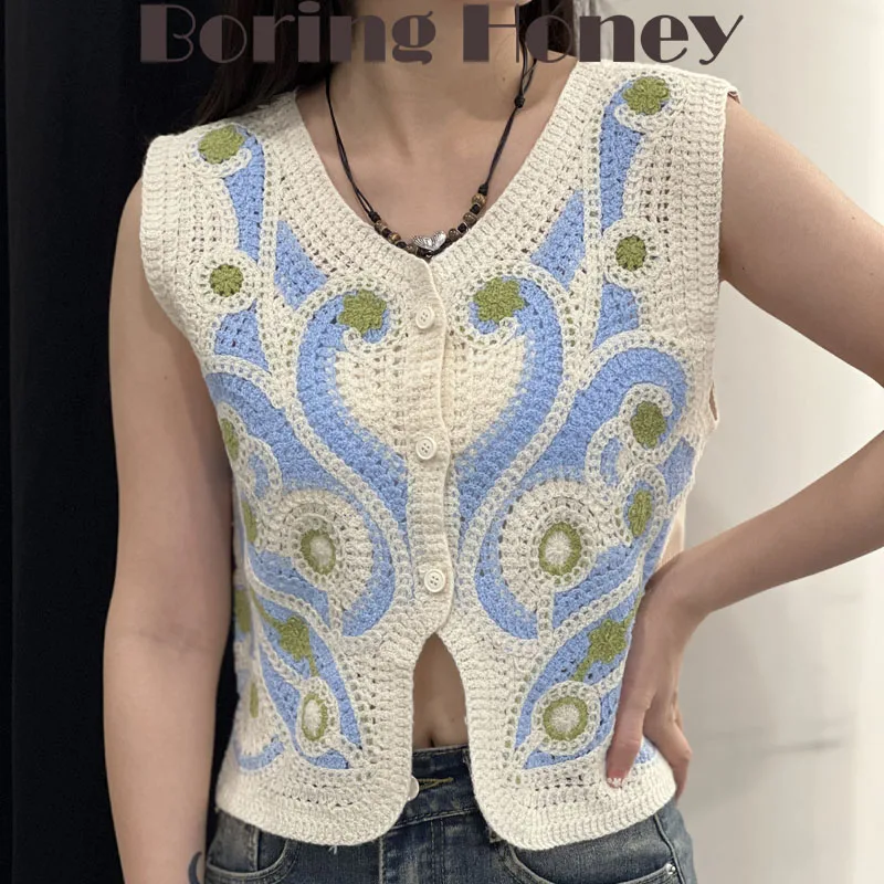 Boring Honey Hollow Out Slim T-Shirt Vest Contrast Color V-Neck Fashion Women Blouses Single-Breasted Be All-Match Short Tops
Boring Honey Hollow Out Slim T-Shirt Vest Contrast Color V-Neck Fashion Women Blouses Single-Breasted Be All-Match Short Tops