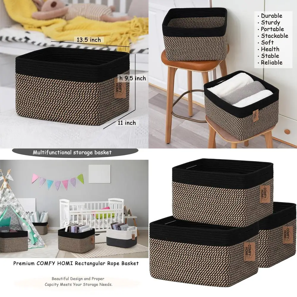 3PACK Cotton Rope Square Basket with Handles for Shelves|Dog Toy Bin and Storage|Baby Gift|Shoe Organizer|New 13.5" x 11" x 9.5"
3PACK Cotton Rope Square Basket with Handles for Shelves|Dog Toy Bin and Storage|Baby Gift|Shoe Organizer|New 13.5" x 11" x 9.5"