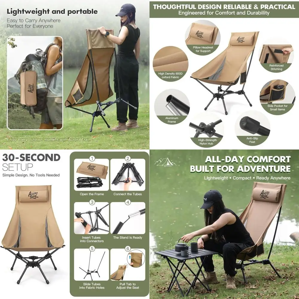 Легкое портативное кресло для кемпинга с высокой спинкой, подушкой, держателем для кружки и сумкой для переноски, выдерживает до 374 фунтов, идеально для активного отдыха на природе.
Легкое портативное кресло для кемпинга с высокой спинкой, подушкой, держателем для кружки и сумкой для переноски, выдерживает до 374 фунтов, идеально для активного отдыха на природе.