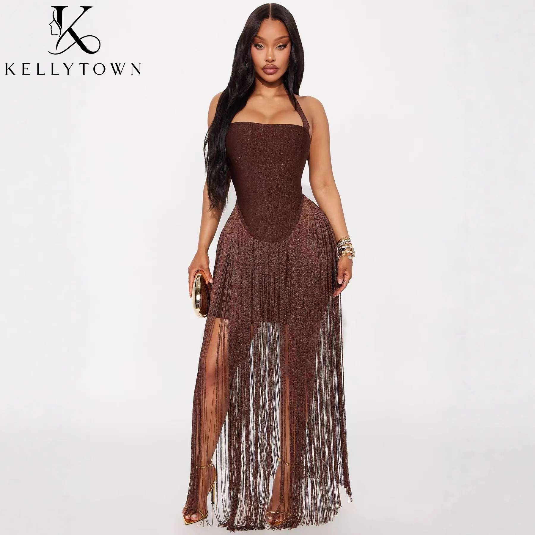 2026 Sexy Tassel Dress Women Shiny Halter Maxi Dress Evening Party Outfits Bodycon Sleeveless Patchwork Brown Corset Dresses
2026 Sexy Tassel Dress Women Shiny Halter Maxi Dress Evening Party Outfits Bodycon Sleeveless Patchwork Brown Corset Dresses