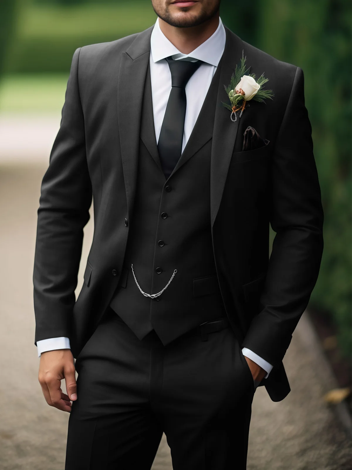 Black Wedding Peaked Lapel Men Suits Slim Fit Solid Blazers 3 Piece Suit for Man Trajes De Hombre Anzug Herren Costume Boys Suit
Black Wedding Peaked Lapel Men Suits Slim Fit Solid Blazers 3 Piece Suit for Man Trajes De Hombre Anzug Herren Costume Boys Suit