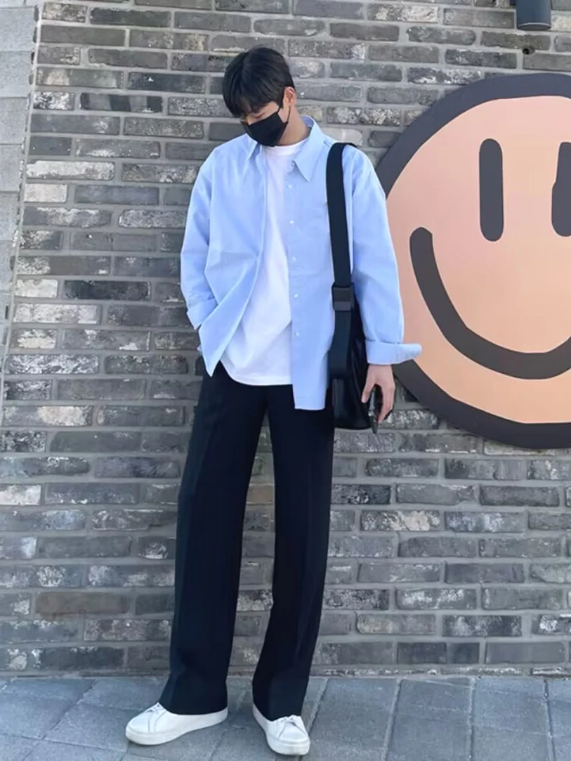 Blue Long Sve Loose Fit Men's irt Youthful Sle Layering y Button up Casual Faion Classic Color Workwear
Blue Long Sve Loose Fit Men's irt Youthful Sle Layering y Button up Casual Faion Classic Color Workwear