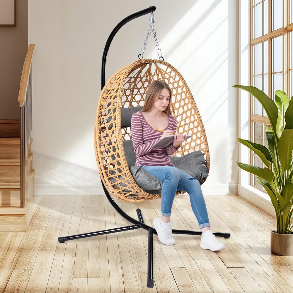 Egg Chair with Stand, Patio Wicker Hanging Chair, Hammock Swing Chair, 350LBS Capacity for Bedroom, Balcony, Garden
Egg Chair with Stand, Patio Wicker Hanging Chair, Hammock Swing Chair, 350LBS Capacity for Bedroom, Balcony, Garden