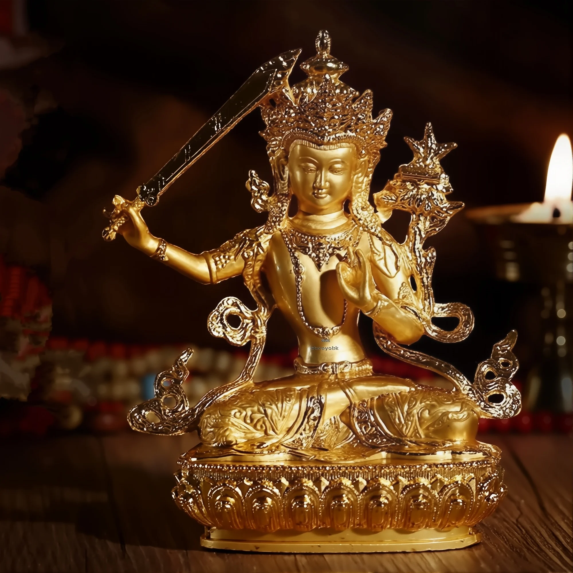 Bodhisattva Manjusri Gold Buda Alloy Metal Buddhist Suppliers House Decor Statue Ornament
Bodhisattva Manjusri Gold Buda Alloy Metal Buddhist Suppliers House Decor Statue Ornament