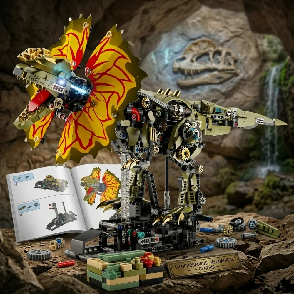 1277PCS Creative Dilophosaurus Building Blocks Mechanical Animal Model Kit Assembled Dinosaur Toys Ornaments Gifts For Kids
1277PCS Creative Dilophosaurus Building Blocks Mechanical Animal Model Kit Assembled Dinosaur Toys Ornaments Gifts For Kids