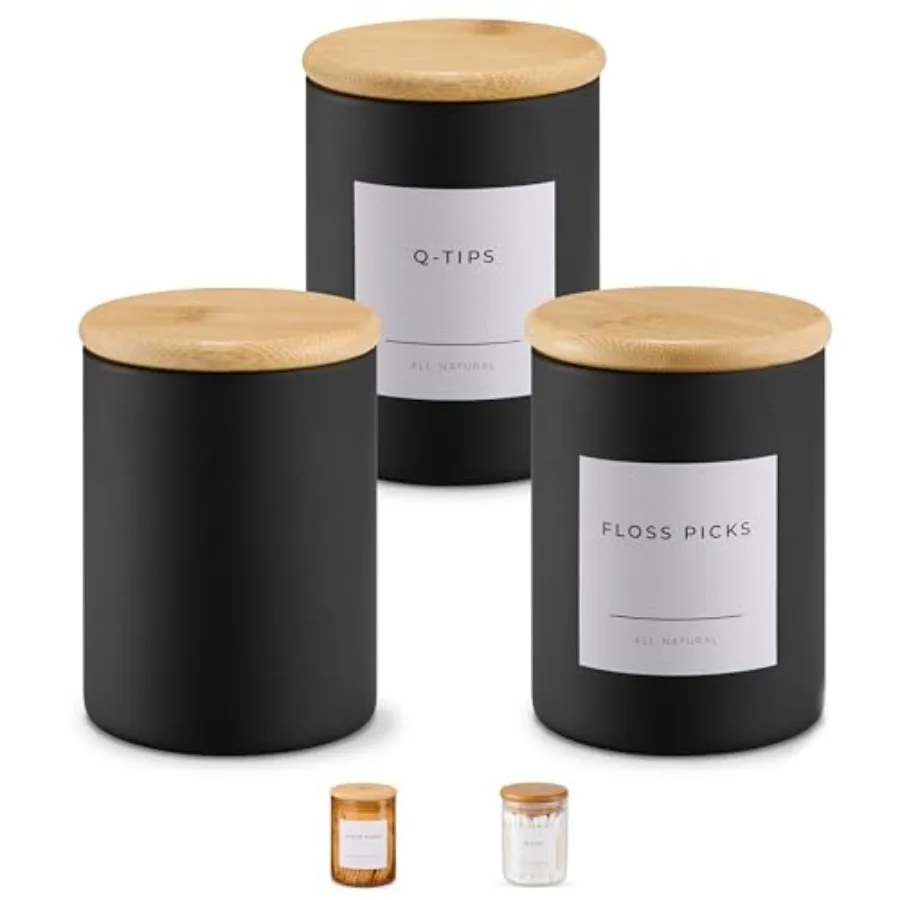 Mini Glass Apothecary Jars with Bamboo Lids, Small Bathroom and Kitchen Storage Containers, For Cotton Balls, Pads and Swabs, 1
Mini Glass Apothecary Jars with Bamboo Lids, Small Bathroom and Kitchen Storage Containers, For Cotton Balls, Pads and Swabs, 1