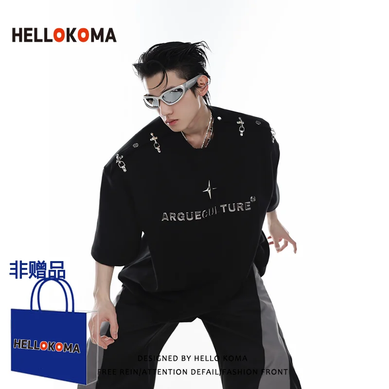 High Street Hip-hop Style T-shirt for Unisex in Summer with Metal Buckle Letter Print Short Sleeve Loose Casual Fashionable Tees
High Street Hip-hop Style T-shirt for Unisex in Summer with Metal Buckle Letter Print Short Sleeve Loose Casual Fashionable Tees