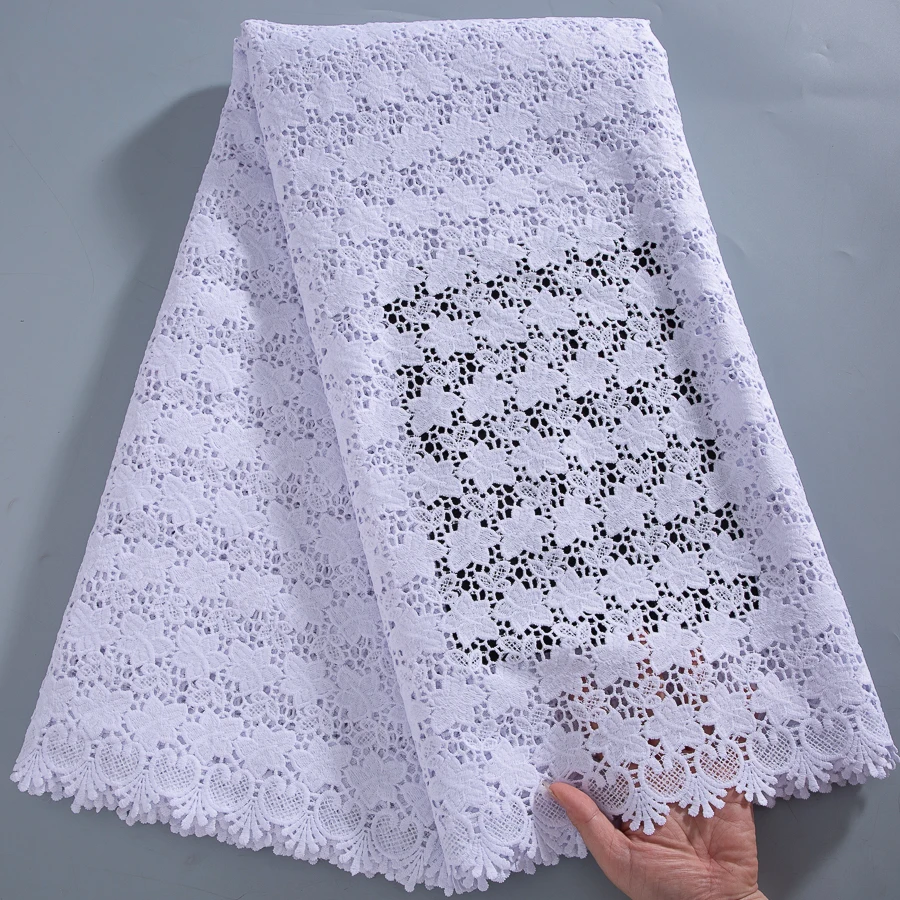 SJD LACE White African Guipure Cord Lace Fabrics 2025 High Quality Water Soluble Lace Fabric Embroidery for Wedding Dresses 4358
SJD LACE White African Guipure Cord Lace Fabrics 2025 High Quality Water Soluble Lace Fabric Embroidery for Wedding Dresses 4358