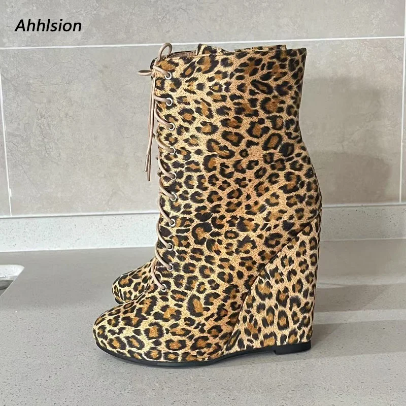 Ahhlsion Handmade Women Winter Ankle Boots Wedges Heels Round Toe Pretty Leoaprd Party Shoes Ladies US Plus Size 5-20
Ahhlsion Handmade Women Winter Ankle Boots Wedges Heels Round Toe Pretty Leoaprd Party Shoes Ladies US Plus Size 5-20