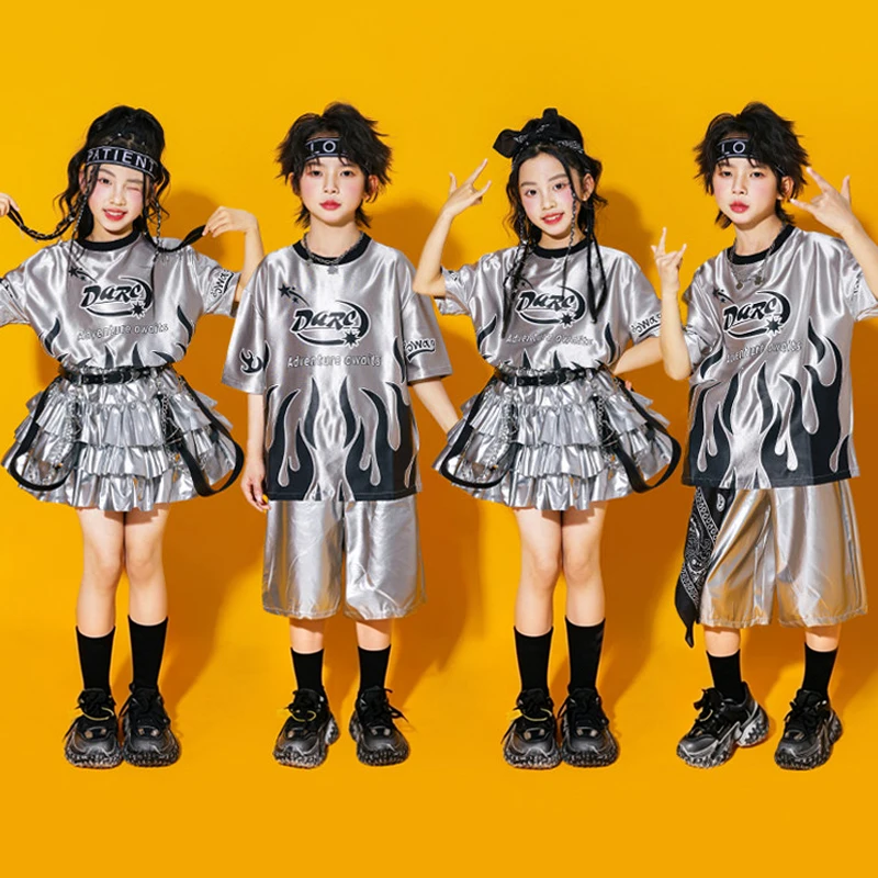 Children Jazz Dance Costume Hip Hop Performance Outfit Girl Boy Silver Stage Costume Kid Cheerleading Clothes Skirt Shorts 3557
Children Jazz Dance Costume Hip Hop Performance Outfit Girl Boy Silver Stage Costume Kid Cheerleading Clothes Skirt Shorts 3557