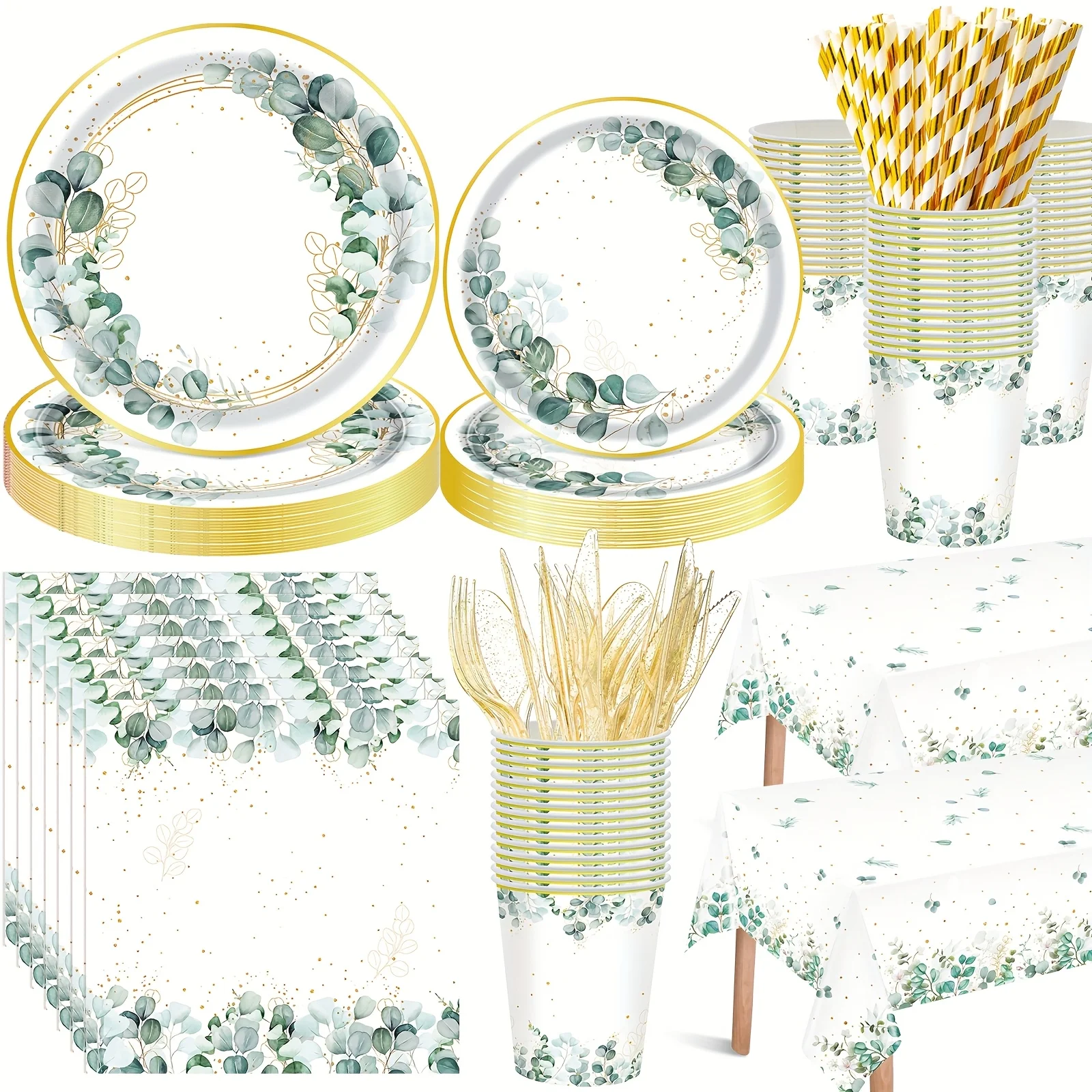 452pcs Eucalyptus Leaf Party Supplies Complete with Sage Green Plates, Napkins, Cups, Tablecloth, Cutlery & Straws - Elegant Eucalyptus-Themed Baby Shower, Wedding, Bridal Shower & Birthday Party Decorations, Party Supplies Suitable for Baby Showers
452pcs Eucalyptus Leaf Party Supplies Complete with Sage Green Plates, Napkins, Cups, Tablecloth, Cutlery & Straws - Elegant Eucalyptus-Themed Baby Shower, Wedding, Bridal Shower & Birthday Party Decorations, Party Supplies Suitable for Baby Showers