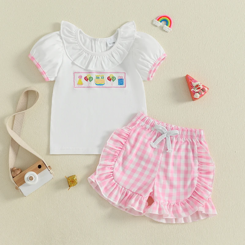 Tregren Toddler Baby Girl Birthday Outfit Embroidery Ruffled Short Sleeve Ruffle Neck T-Shirt Plaid Shorts Set Infant Clothes
Tregren Toddler Baby Girl Birthday Outfit Embroidery Ruffled Short Sleeve Ruffle Neck T-Shirt Plaid Shorts Set Infant Clothes