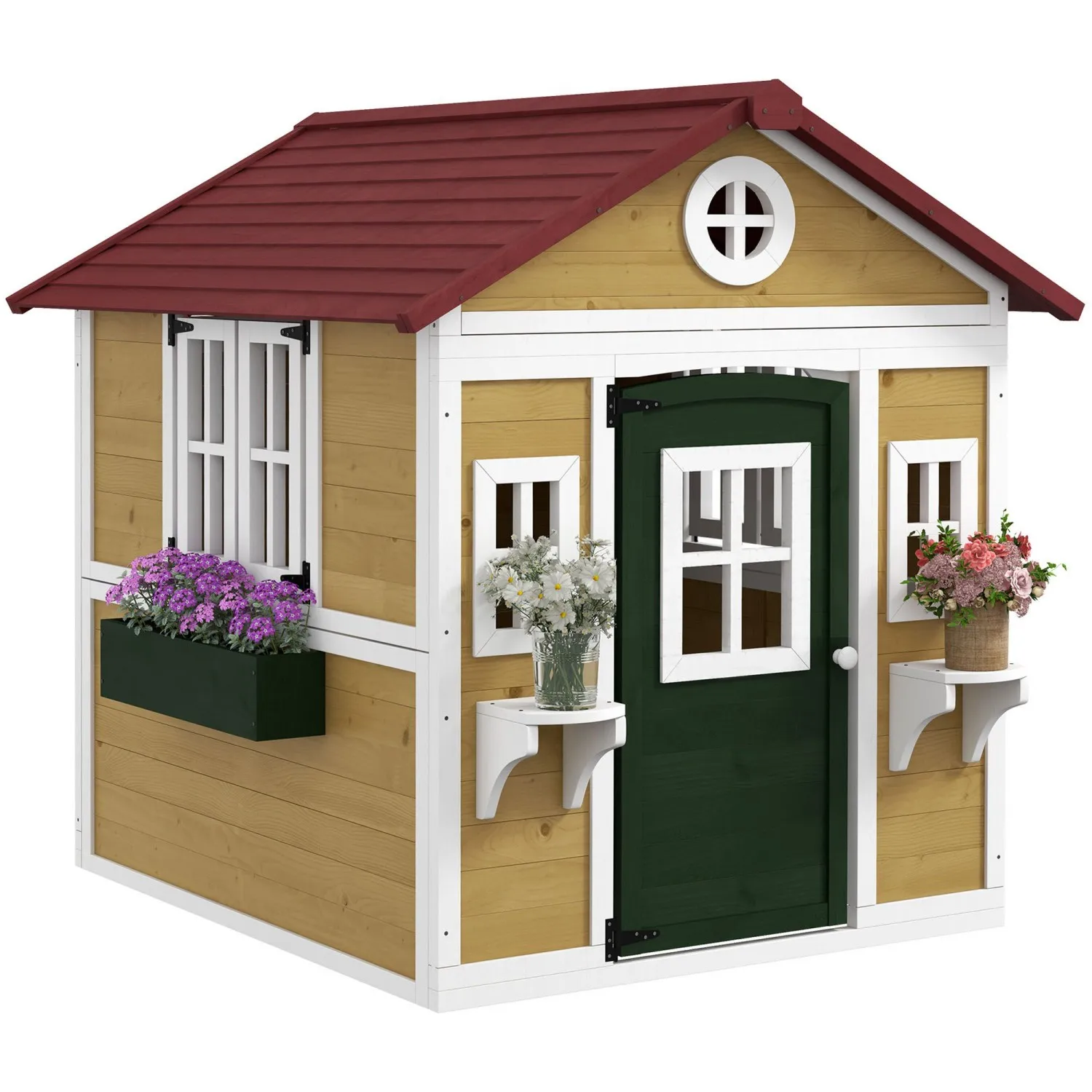 Outsunny Wooden Playhouse for Kids Outdoor, Doors, Windows, Planter Pots, Beige, Toddlers 3-8 Years
Outsunny Wooden Playhouse for Kids Outdoor, Doors, Windows, Planter Pots, Beige, Toddlers 3-8 Years