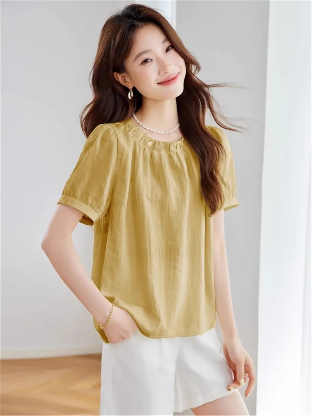 Summer Women's Loose Short Sleeve round Neck T-Shirt Casual Meat Covering Top Slimming Small Shirt Versatile Fashionable
Summer Women's Loose Short Sleeve round Neck T-Shirt Casual Meat Covering Top Slimming Small Shirt Versatile Fashionable