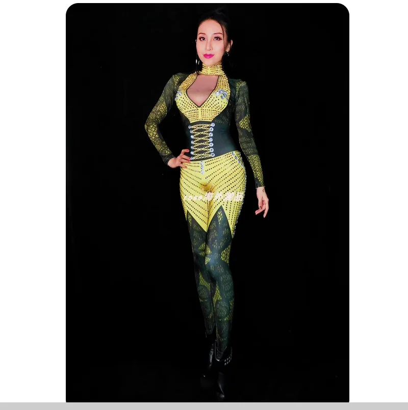 Diamond sequin jumpsuit elegant and sexy fancy long sleeved dance performance costume
Diamond sequin jumpsuit elegant and sexy fancy long sleeved dance performance costume