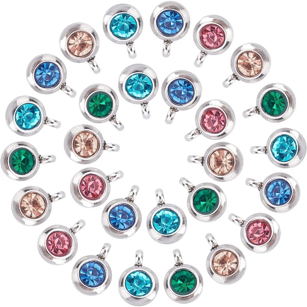 Mixed Color Rhinestone Charms Stainless Steel Flat Round Pendant Faceted Charm for Jewelry Making
Mixed Color Rhinestone Charms Stainless Steel Flat Round Pendant Faceted Charm for Jewelry Making