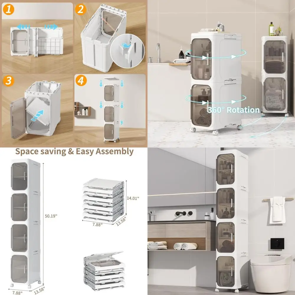 Компактный складной 4-х уровневый тонкий шкаф для ванной комнаты, кухни и стирки — белый
Компактный складной 4-х уровневый тонкий шкаф для ванной комнаты, кухни и стирки — белый