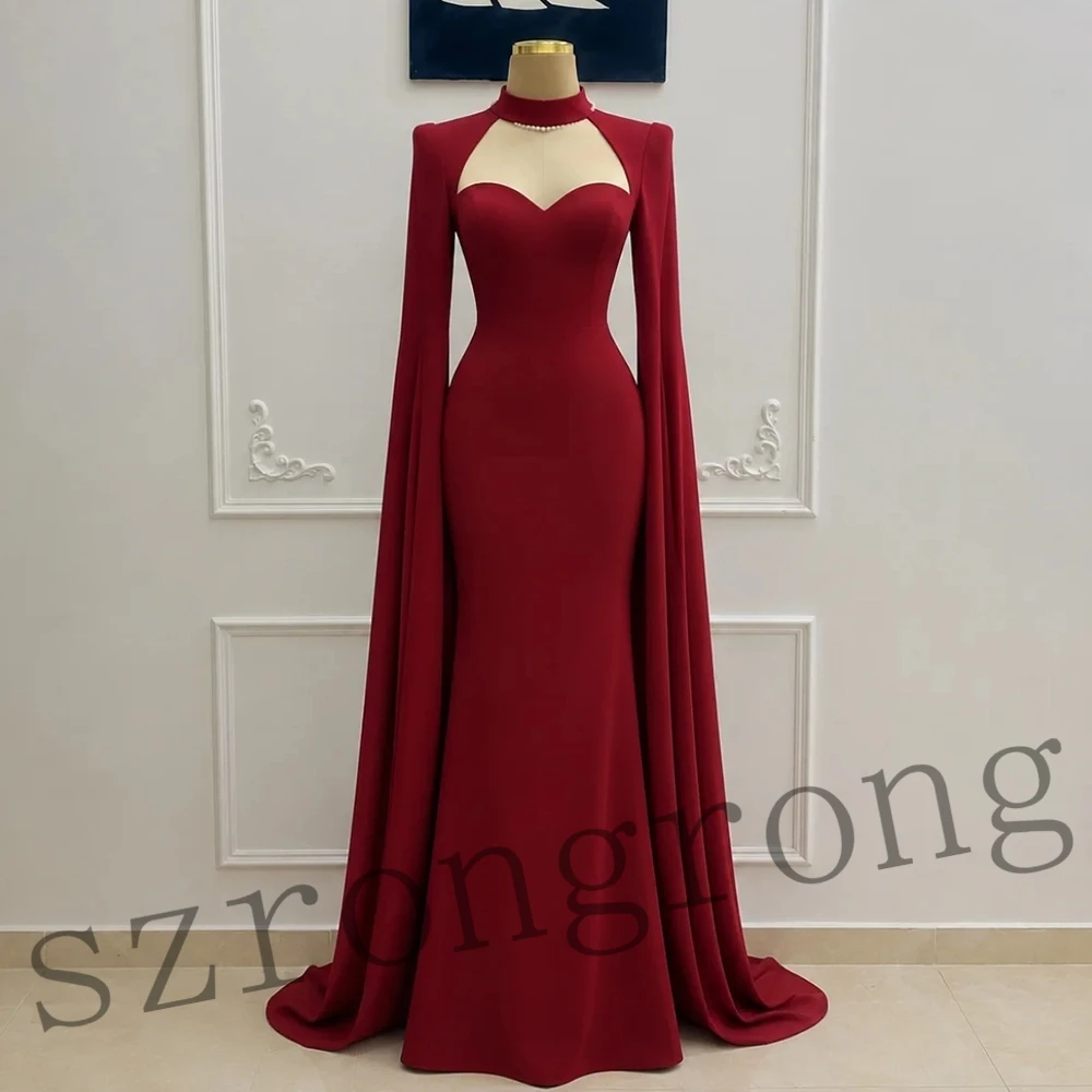 Customized Modern Red Off Shoulder Modern Evening Party Dress Sheath Floor Length Backless Prom Bridal Dress with Cape
Customized Modern Red Off Shoulder Modern Evening Party Dress Sheath Floor Length Backless Prom Bridal Dress with Cape